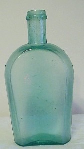 Kentucky Glass Works Company - coffin flask in aqua glass- Circa 1880s