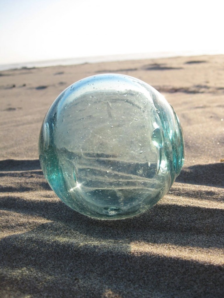 Aqua-colored Glass Fishing Float, probably Japanese. (Photograph courtesy of Kamichia Rudnick)