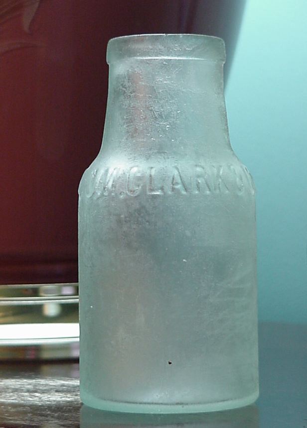 Surnames on antique bottles ~ Surname-Oriented bottle collecting, Antique J. M. Clark & Company (possibly a pickle bottle)