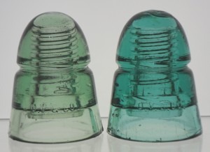 Ohio Valley Glass Company: Two "beehives" typically used on telegraph lines. Both marked "O.V.G.CO."