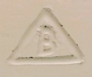 glass manufacturers' marks on bottles and other glassware: B in a triangle (photo courtesy Deb Lane)