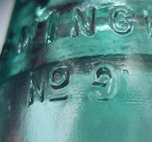 Hemingray NO. 9 insulator: Upside-Down "G" stamp used in place of "9" on this particular mold. 