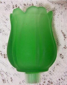 Frosted green stemmed "tulip" votive (Photo courtesy of Angela)