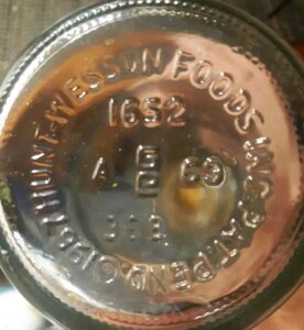 Glass Containers Corporation - base of ketchup bottle with GC and 1969 date code. Photo courtesy of Gregory Fennell. 