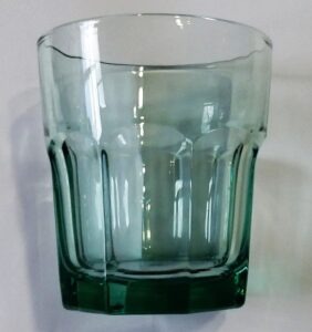 Sage green tumbler made by Libbey Glass Company, Toledo, OH - Gibraltar pattern "Rocks" style tumbler / drinking glass