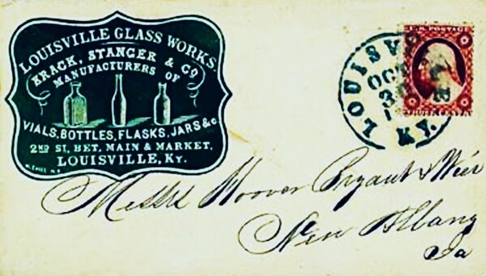 Louisville Glass Works (Krack, Stanger & Company) cover / envelope postmarked 1859