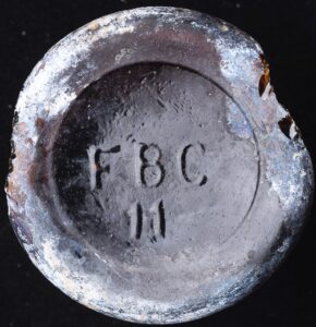 F.B.C. mark used by Findlay Bottle Company, as seen on beer bottle base shard from San Antonio River excavation (photo courtesy of Ansen Seale)