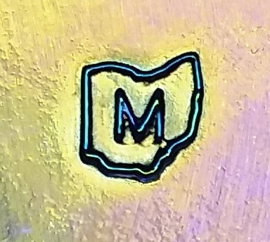 "M inside the state of Ohio" mark on inside base of Mosser Glass mug