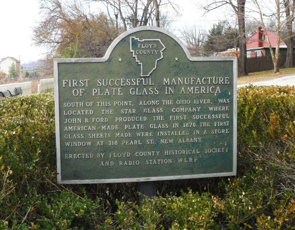 Star Glass Company commemorative historical marker / plaque, located on 10th Street in New Albany, Indiana, near the railroad.