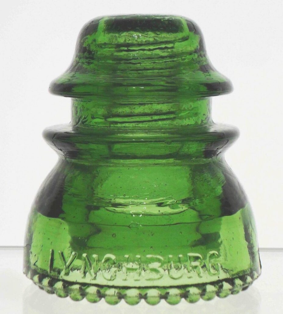 Lynchburg Number 44 glass insulator, CD 154 type, in Yellow Green.