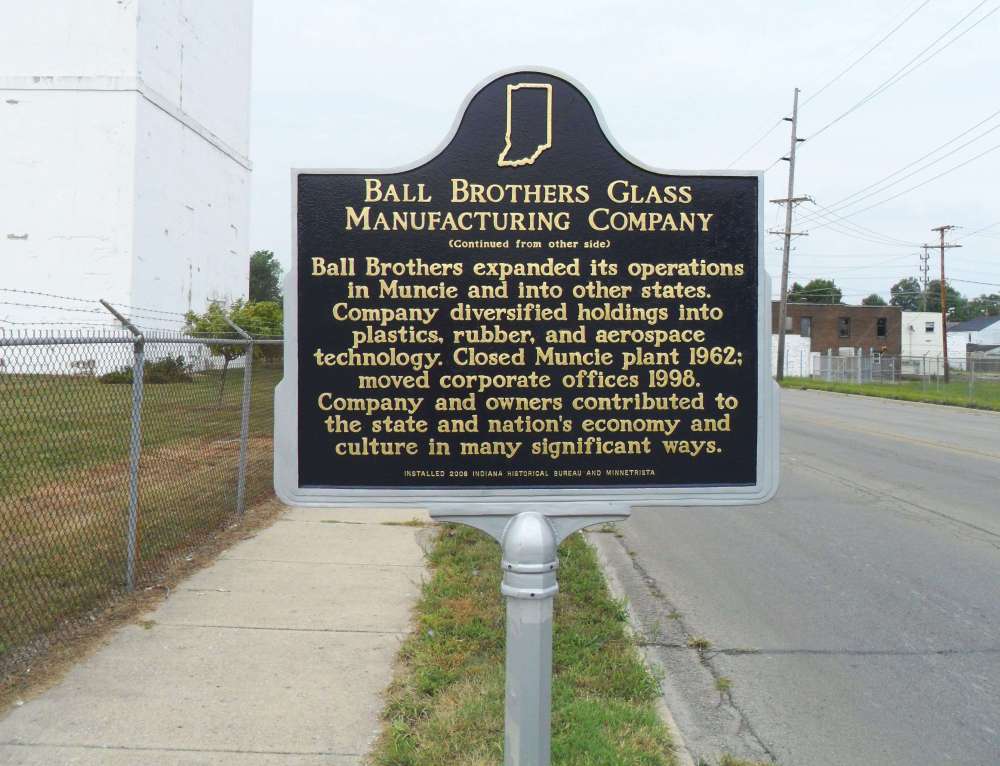 Ball Brothers historical marker / historical plaque, side two, at Muncie, Indiana