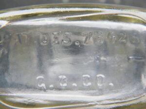 Base of condiment bottle marked "PAT. DES. 78426" (Photo courtesy of Anthony Herren)