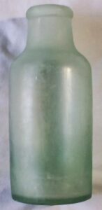 C B M-base-marked pickle / chow chow jar/ bottle, light green glass, type made in Great Britain, circa 1880s.