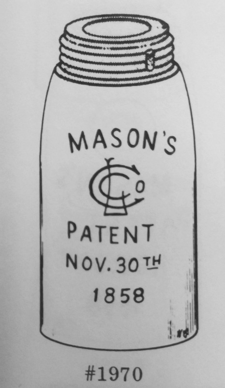 LGCo Monogram on front of glass 1858 type Fruit jar - drawing by Howard Creswick - jar number 1970