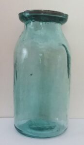 Antique Glass "Wax Sealer" type fruit jar, quart size, circa 1880s, marked "S.G.W. LOU. KY." on base.