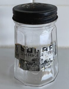 Paneled "G C Co" Sugar Shaker Jar with original label (Photo courtesy of Julie Murray)