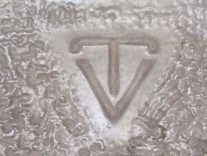 T over V mark used by Tygart Valley Glass Company, circa 1940-1959