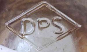 DPS inside a diamond mark on base of decorative glass jar or vase.