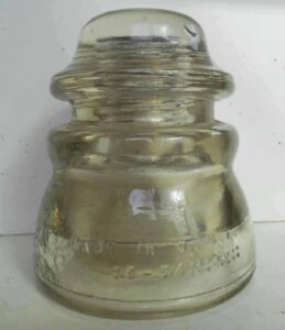 Rear skirt of Hemingray-45 glass insulator showing apparent 1970 date code - photo courtesy of David Boothroyd.