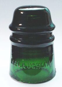 Very dark forest/emerald green glass CD 121, marked "McLAUGHLIN // No. 16" Very dark forest/emerald green glass CD 121, marked "McLAUGHLIN / No. 16"