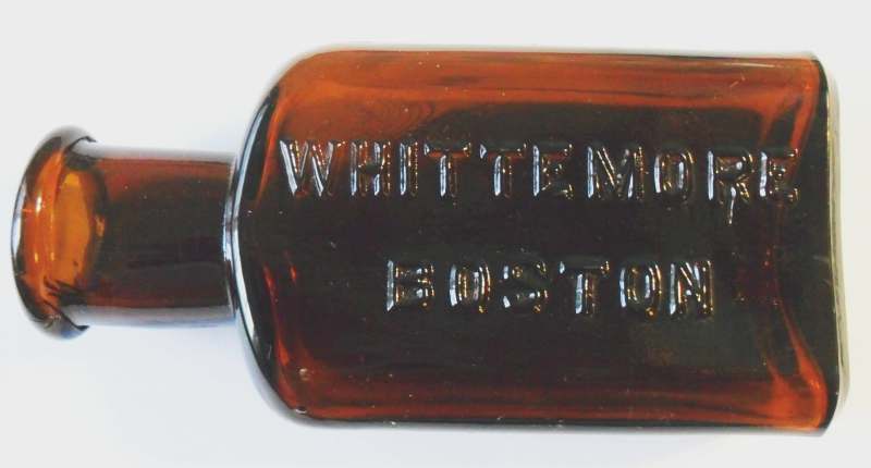 Antique Whittemore / Boston / French Gloss bottle in dark amber glass Antique Whittemore / Boston/ French Gloss bottle in dark amber glass