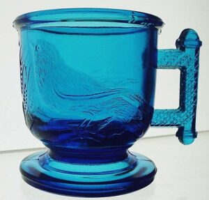 Sapphire Blue "Eastlake" Children's Mug, made by Atterbury & Company of Pittsburgh in the 1880s