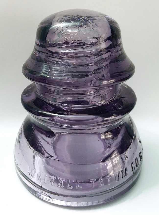 Whitall Tatum CO. No. 1 / Made in USA - mold number 19 - purple glass insulator made by Whitall Tatum Co of Millville, New Jersey