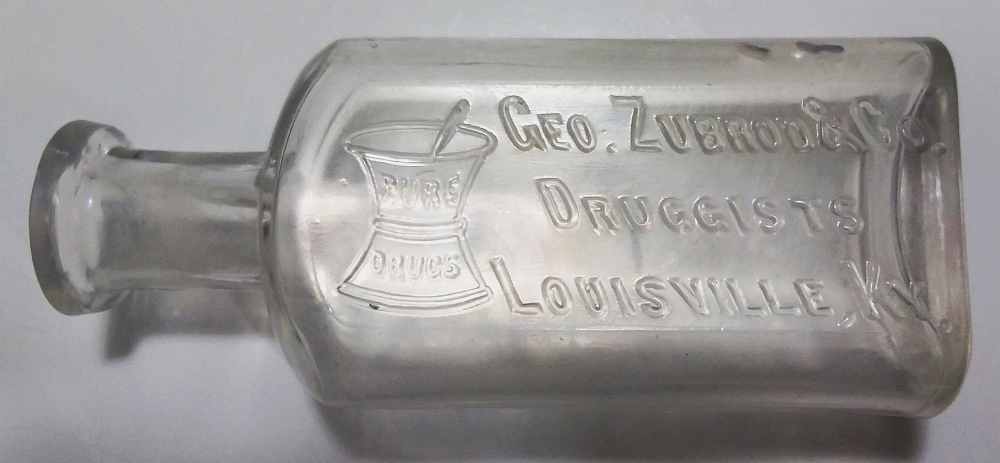 "Geo. Zubrod & Co. / Druggist / Louisville, KY. " antique glass prescription bottle - this probably dates from the 1880s or 1890s. 